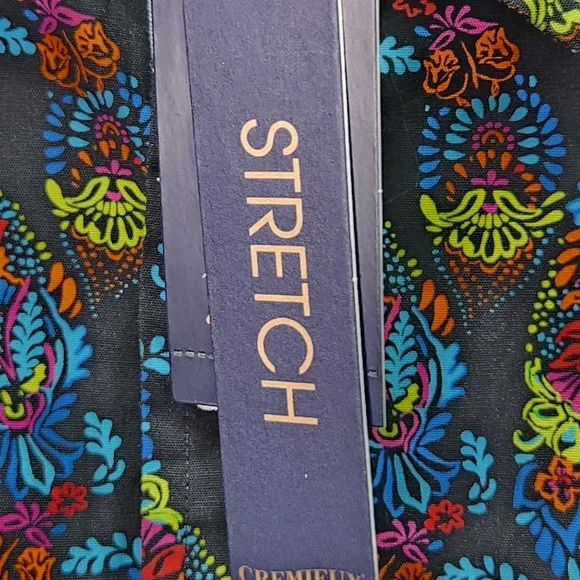 CREMIEUX Premium Mens XXL Black Paisley Long Sleeve Button Down Shirt Stretch - Picture 4 of 5